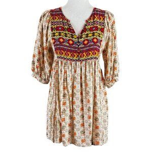 UMGEE MULTICOLORED POPOVER TUNIC, SIZE S